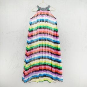 New York & Company Women's Multicolor Striped Halter Maxi Dress P274